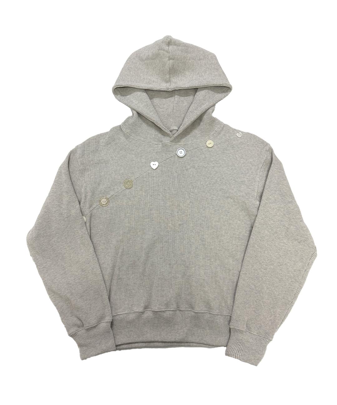 오디피기X탄산 와플 버튼 후드티 아이보리