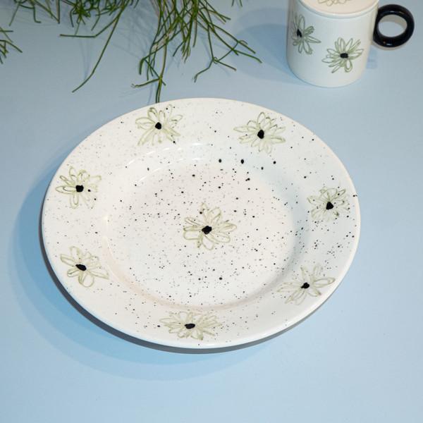vintage green flower pasta plate
