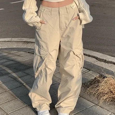 [모델소장/코디추천] 힙/빈티지  OT 롱 와이드 카고 팬츠 - 2color