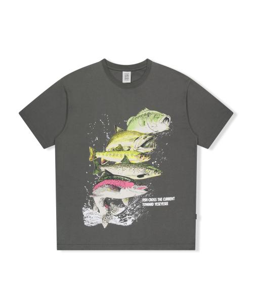 Y.E.S Fishes Tee Dark Grey