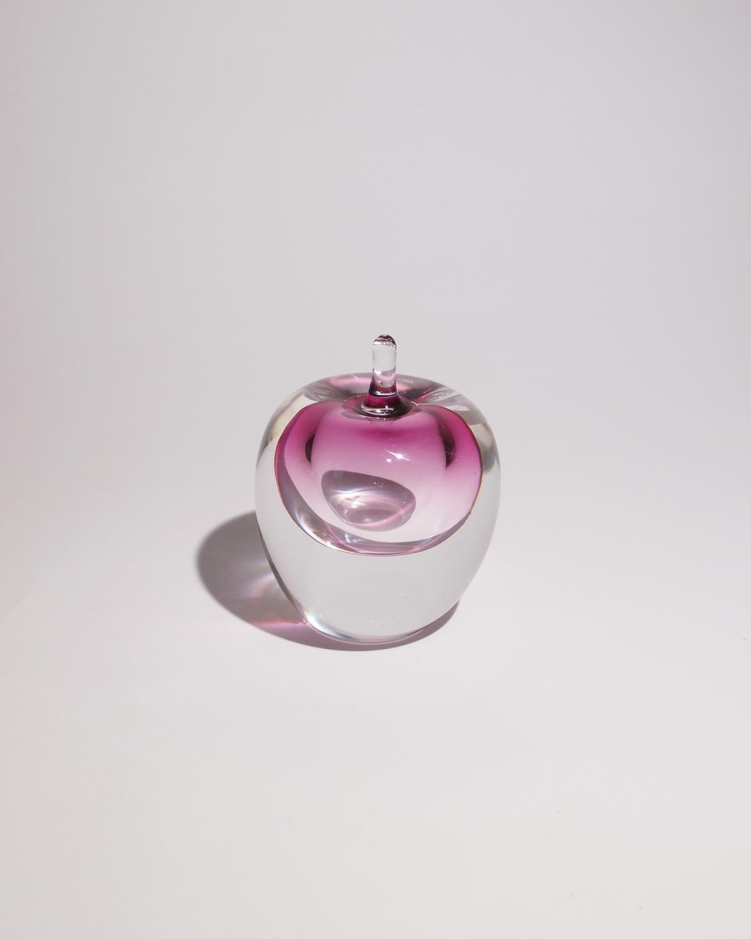 80s Vintage Studio Åhus Sweden Glass Apple Paperweight