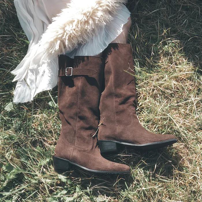 [다크브라운 단독] Marin 마랑 벨티드 슬라우치 웨스턴부츠 - 3colors