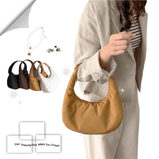 가을 신상 라운드 반달 패딩 나일론 깔끔 심플한 데일리 숄더 호보백 토트백 손가방