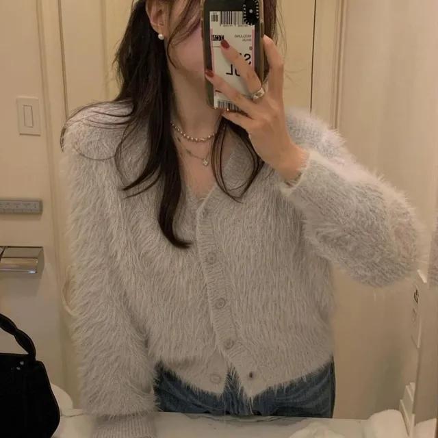 [아이소라당일] 프영띵 구름퍼 가디건 여성 모헤어 가디건 핑크 니트 가디건