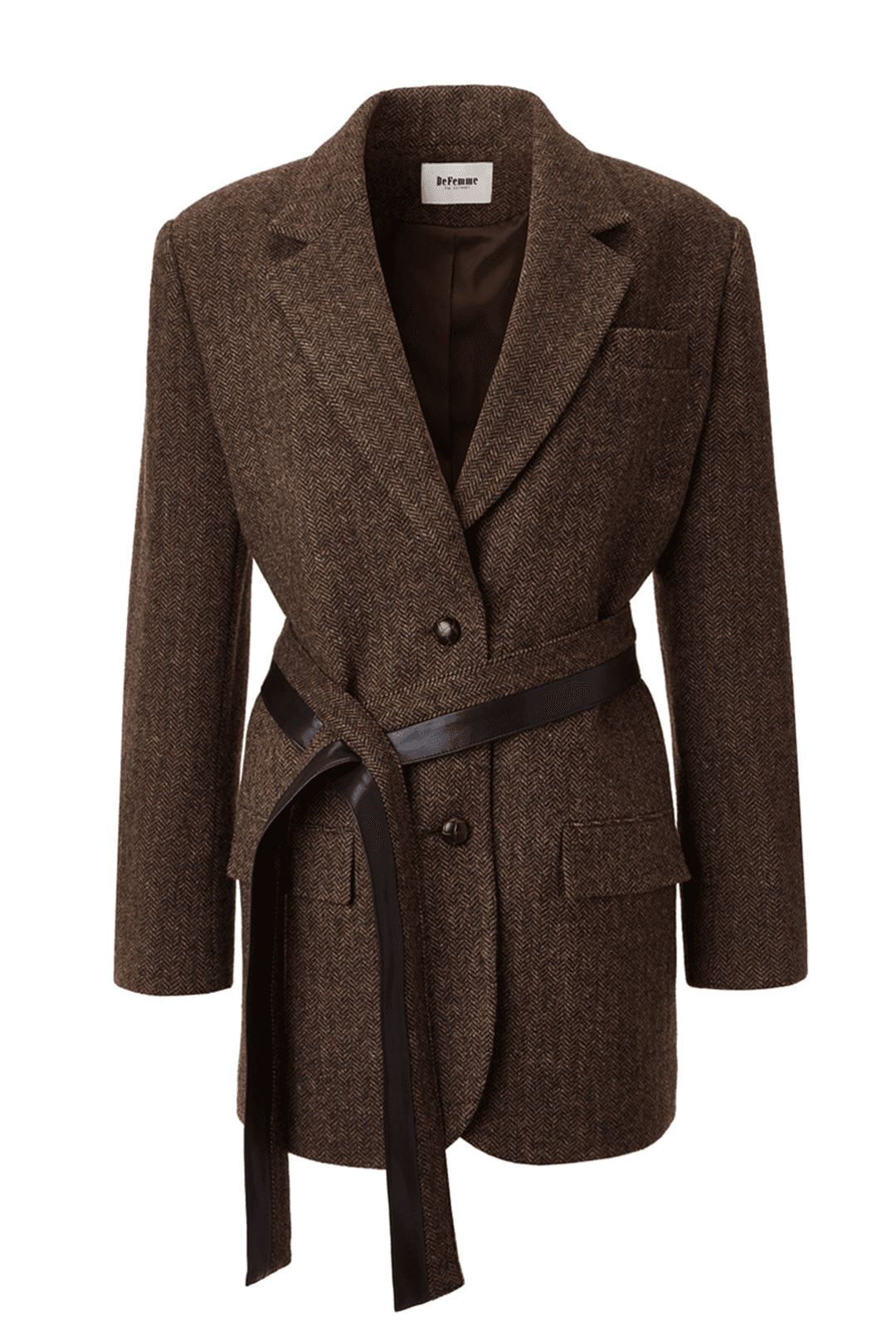WOOL HERRING BONE  HALF COAT