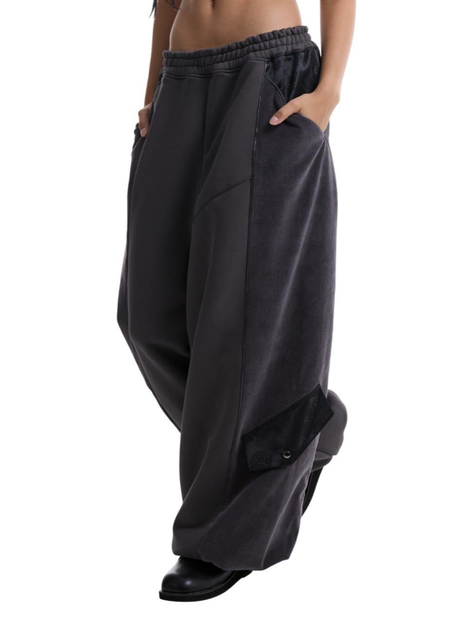 Corduroy Mixed Traditional Diagonal Hanbok Sweat Pants [Charcoal]