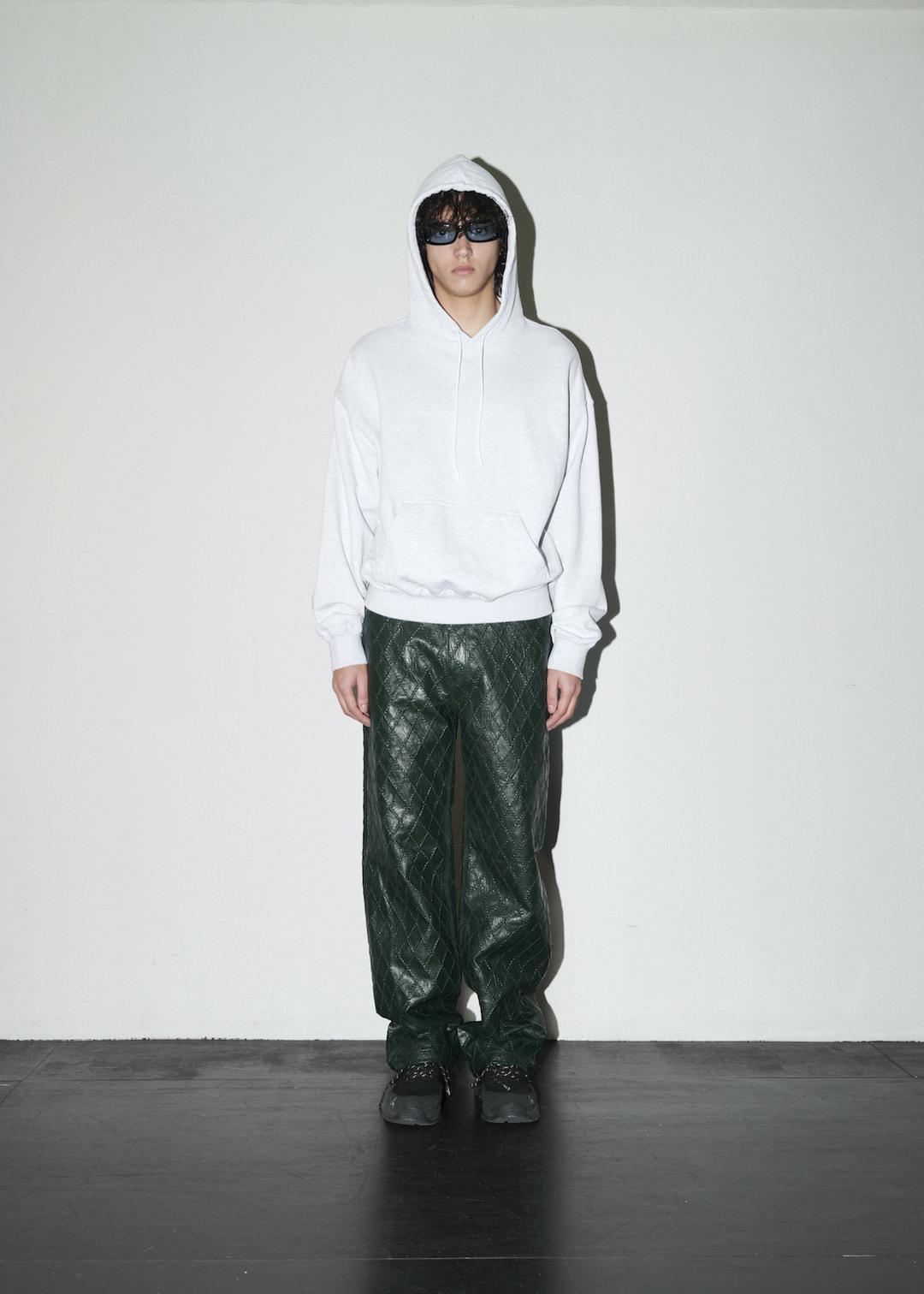 Embroidered Hoodie Melange Grey