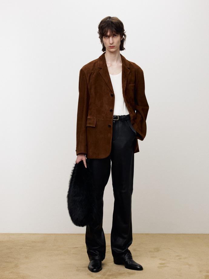 SUEDE TAILORED JACKET_ CAMEL