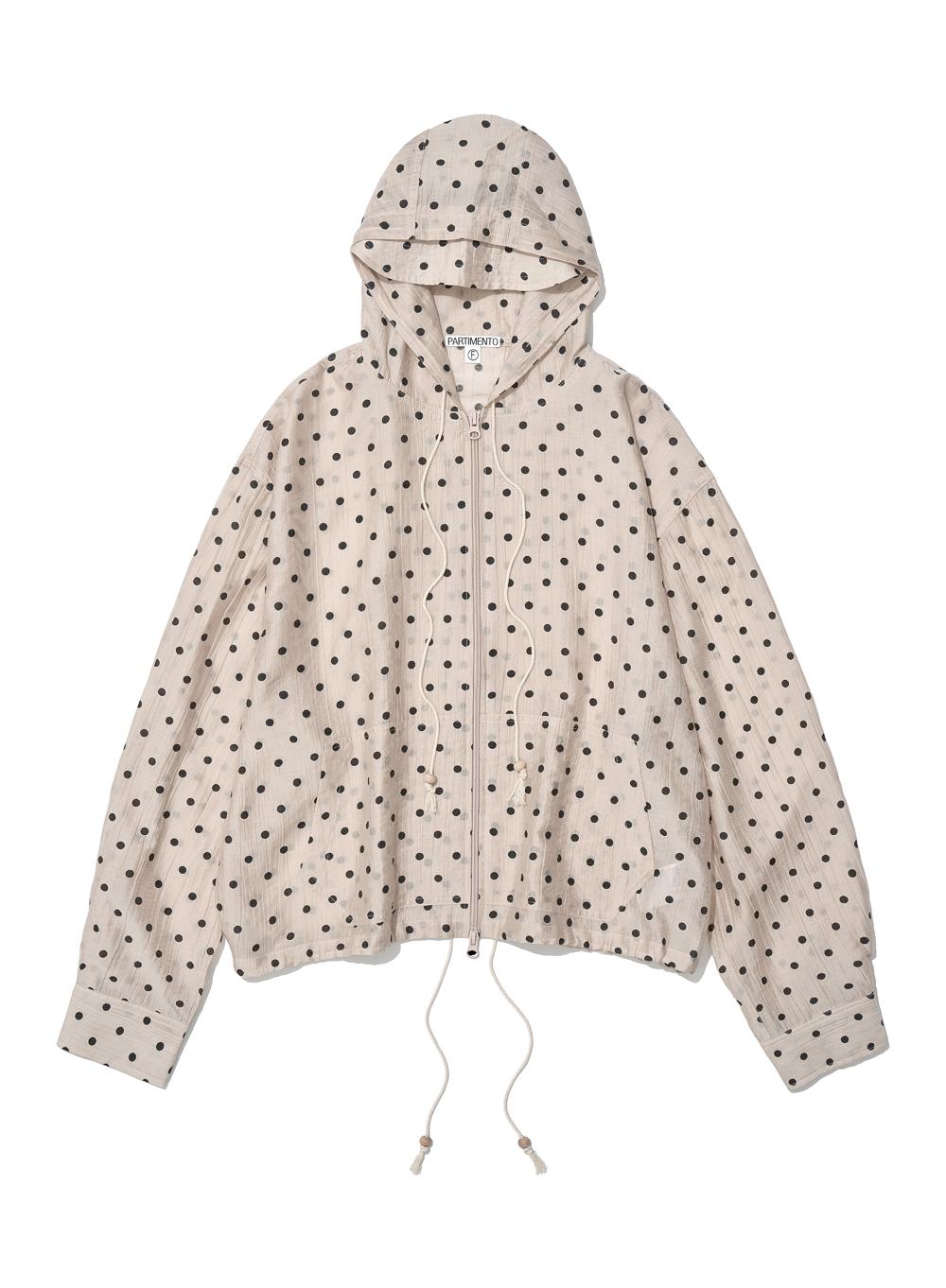 [WOMEN] POLKA DOT SHEER HOODED JACKET_BEIGE