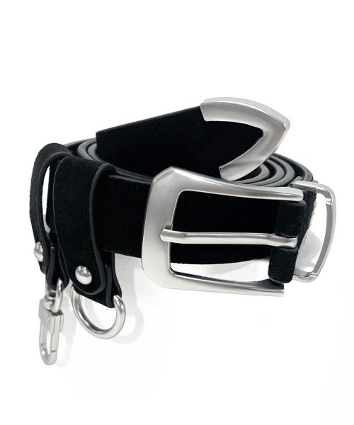 더블 루프 스웨이드 웨스턴 벨트 블랙