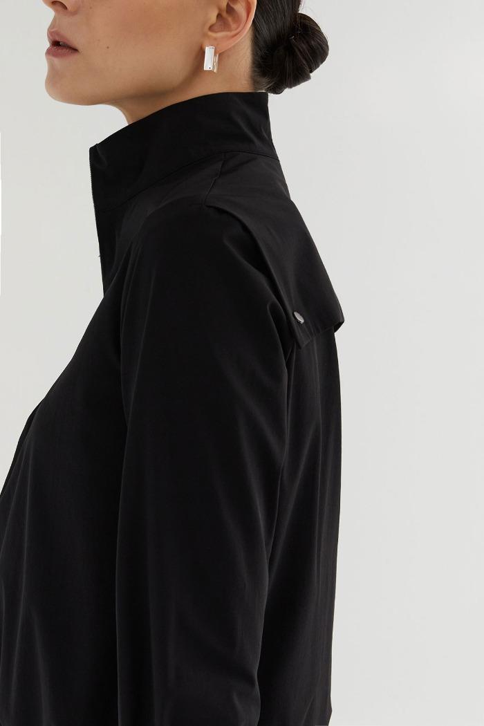 윈드 하프집업 블라우스_블랙