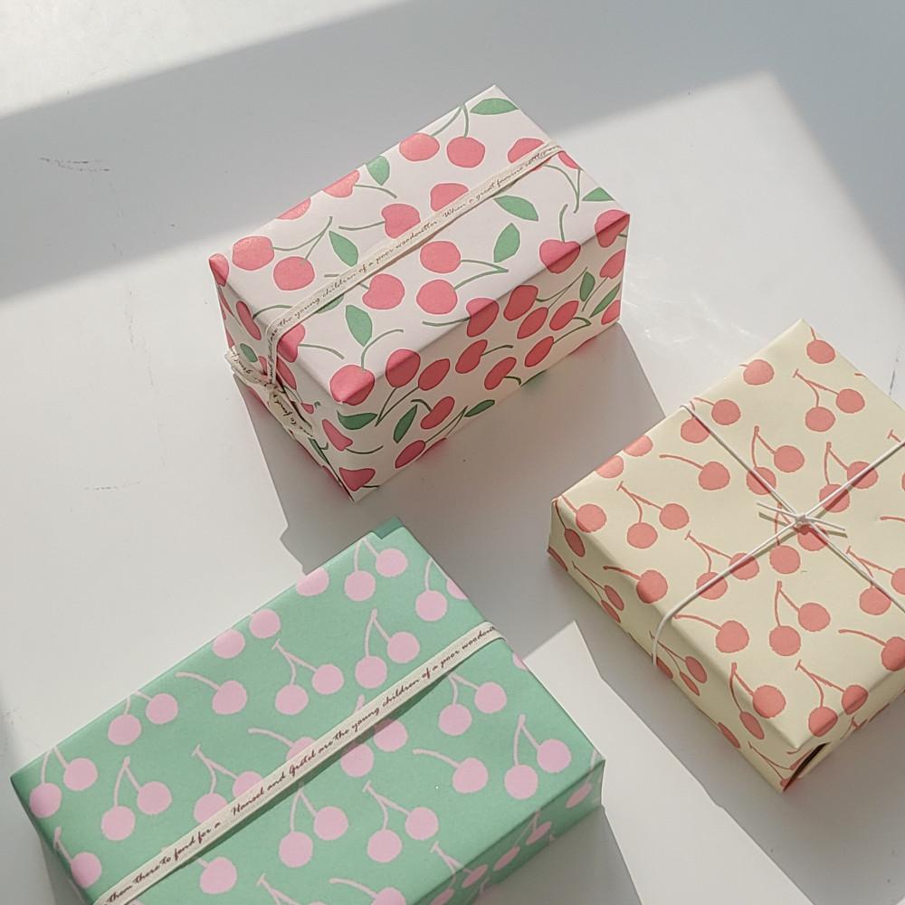포장지 선물포장지 포장재료 종이 포장지 체리