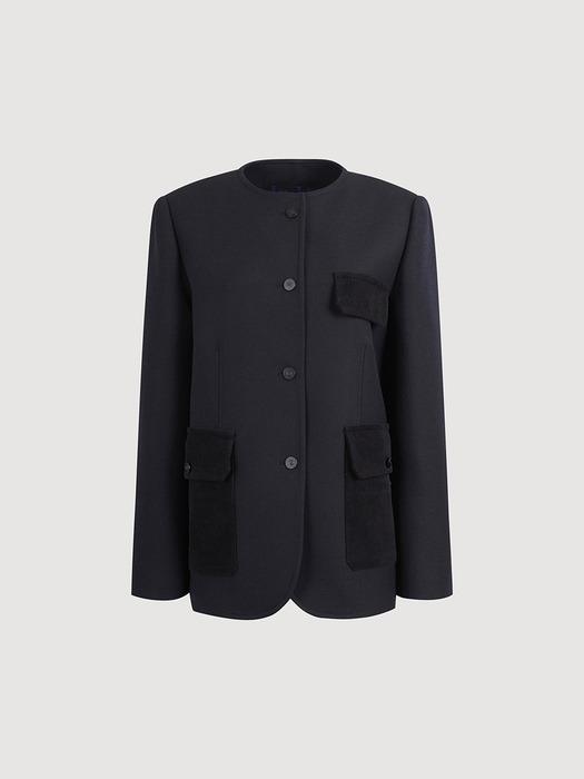 Round Neck Jacket (dark navy)_LFJAS25230NYD