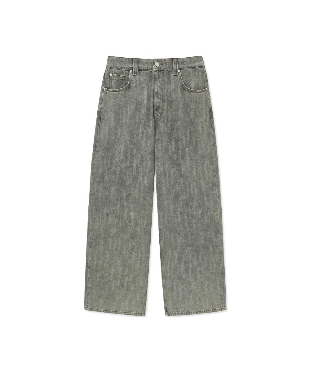 [25F/W] spill out wide pants (greenish grey)