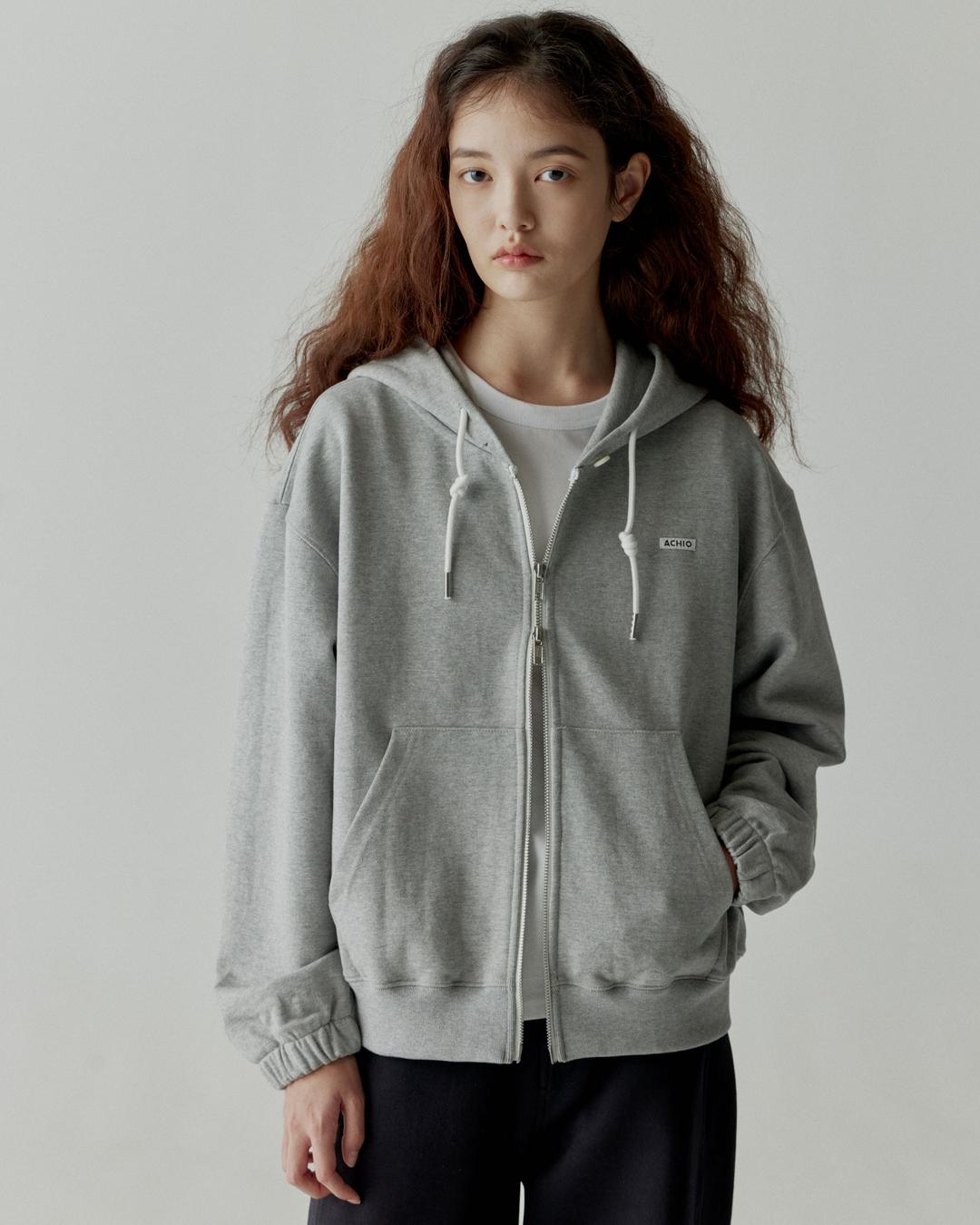 [10%] Button Zip-Up Hoodie_Grey