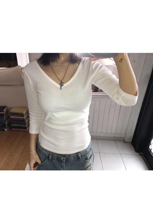 이즈이즈 [EE] V-neck reverse 7bu t