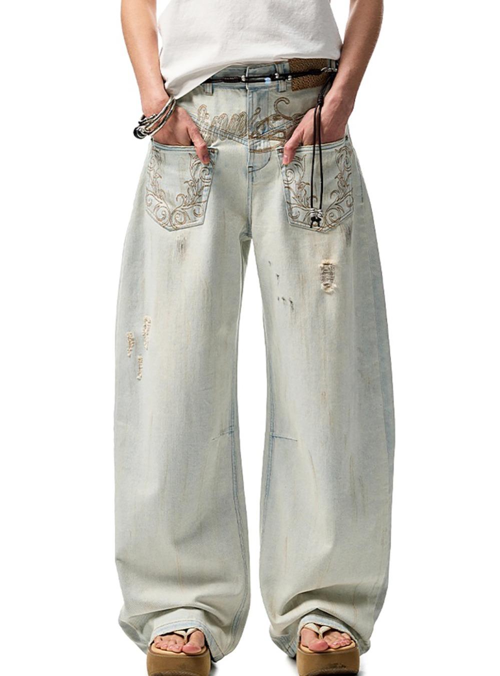Vintage Wash Zipper Blade Jeans (3color)