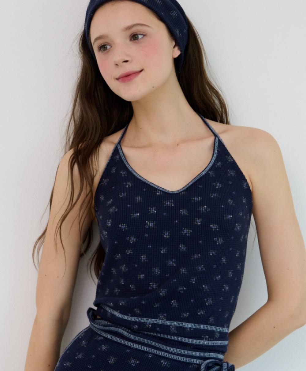 Midnight Garden Halter Top - Midnight Navy