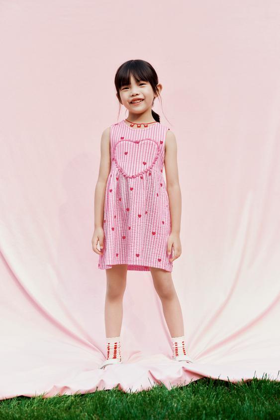 스트라이프 하트 패턴 원피스