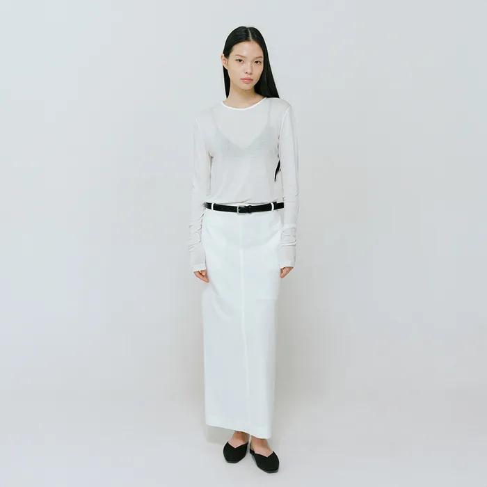 90s long pencil skirt / White