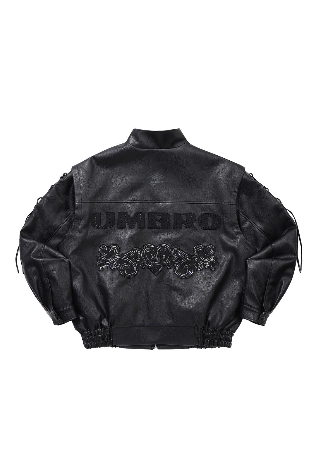 [UMB X LEEY] Vegan Leather Padded Jacket Black