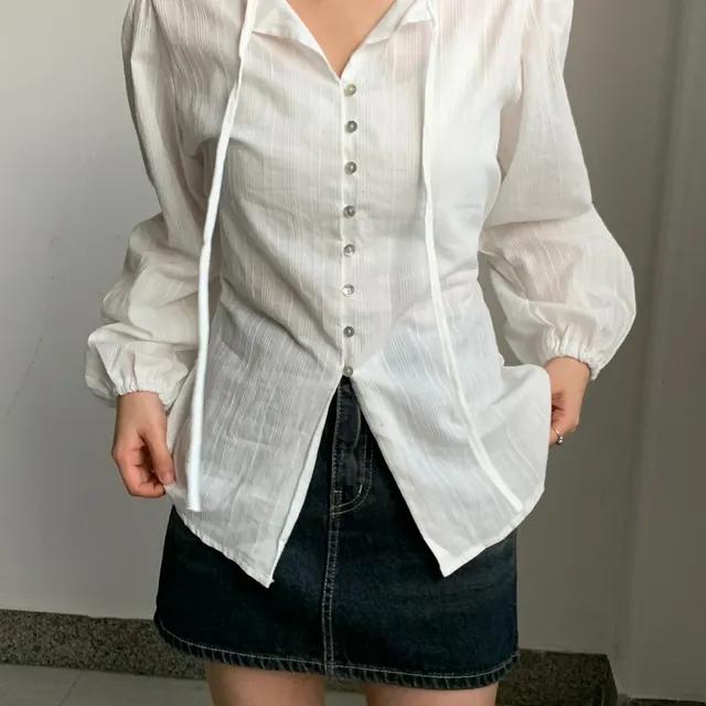 [최저가❣️/인기제품🖤] 허리 리본 끈 블라우스