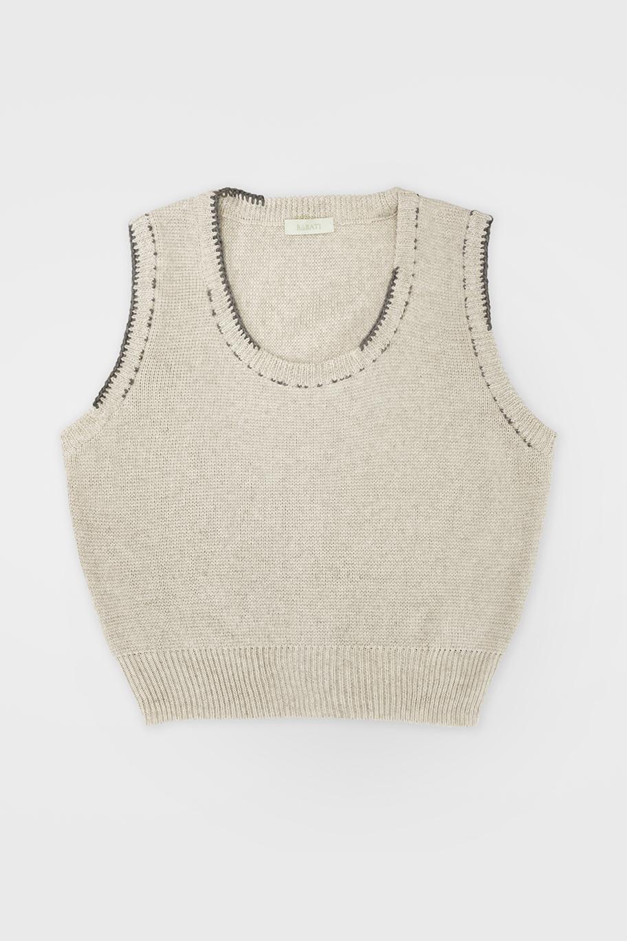Linen Knit Vest Stitched by Hand (OATMEAL)