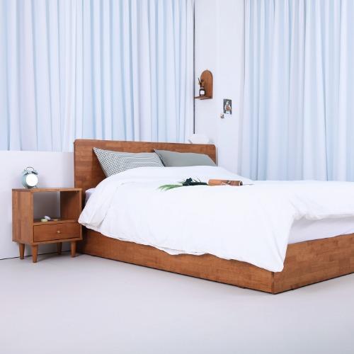 브라우니 A형 매립형 원목 침대 프레임 SS/Q/K/LK (콘센트 옵션)