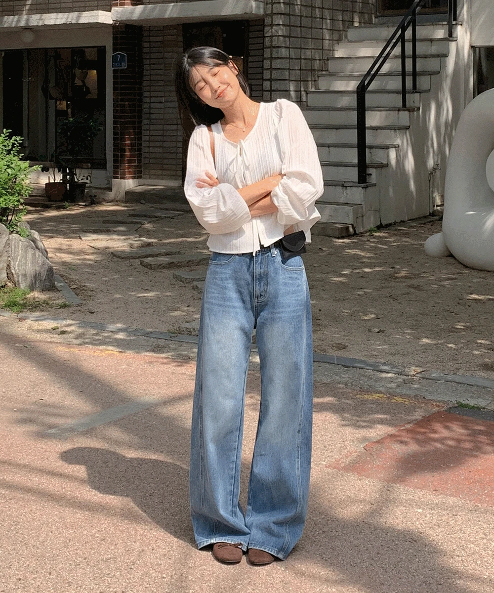 [~2XL/숏,롱] 리코멘드 절개 와이드 데님 팬츠