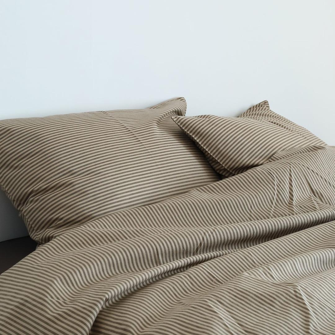 플랫 스트라이프 침구(카페라떼)(S/SS/Q/K)