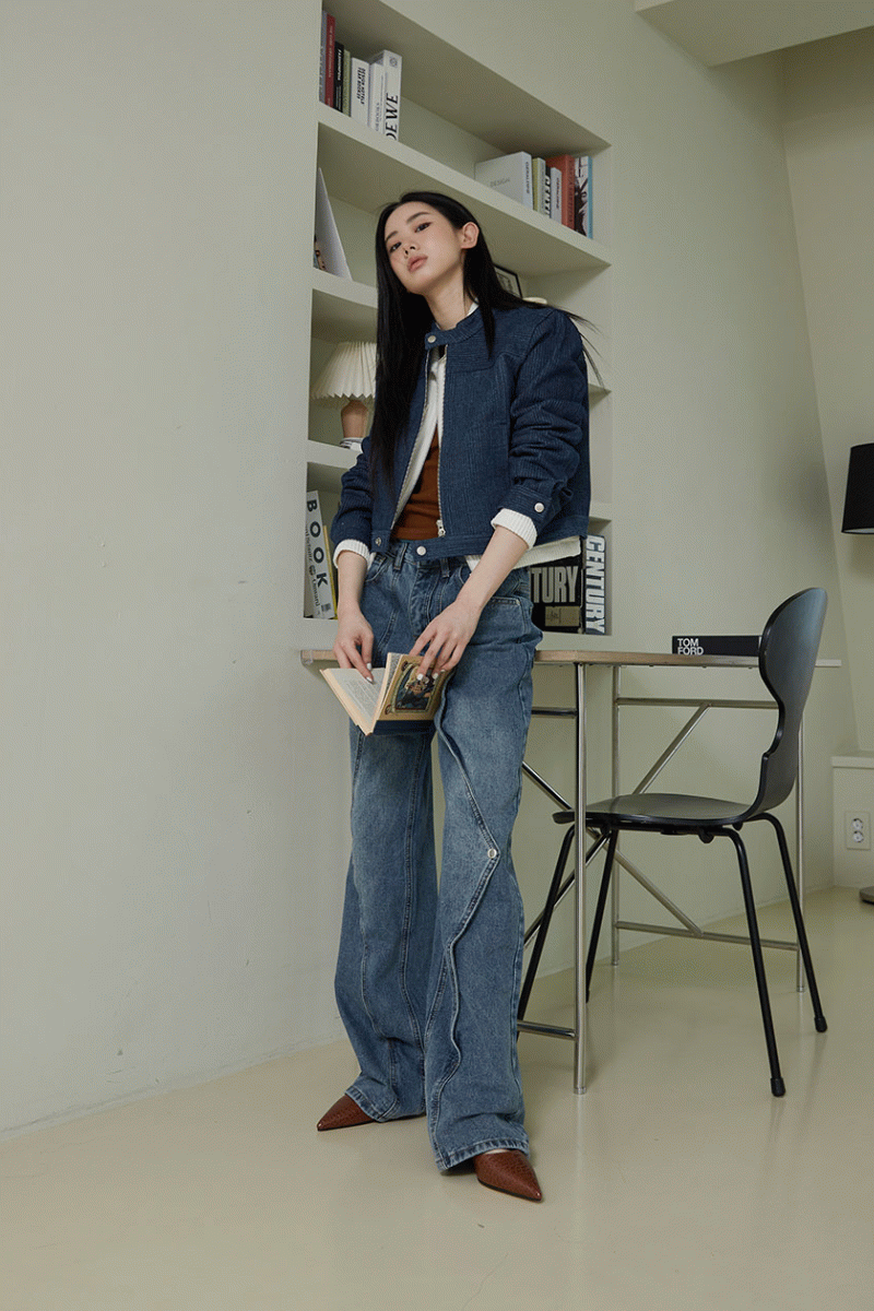 [주문폭주/당일발송] wave button denim