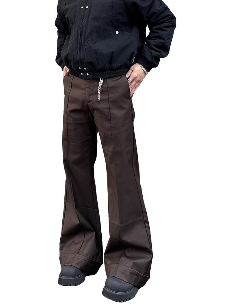 Splicing Line Roll-up flared Pants (2Color)