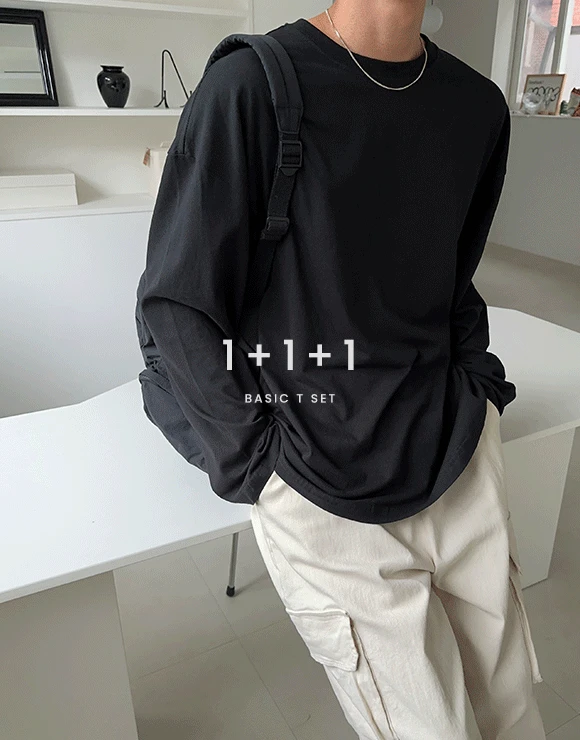 [1+1+1](20color)이븐 데일리 오버핏 긴팔 티셔츠