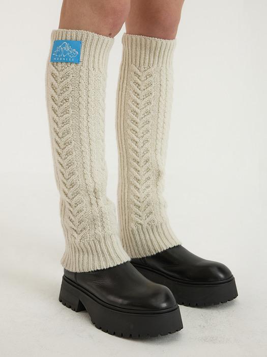 Heart Wool Leg Warmer_Ivory