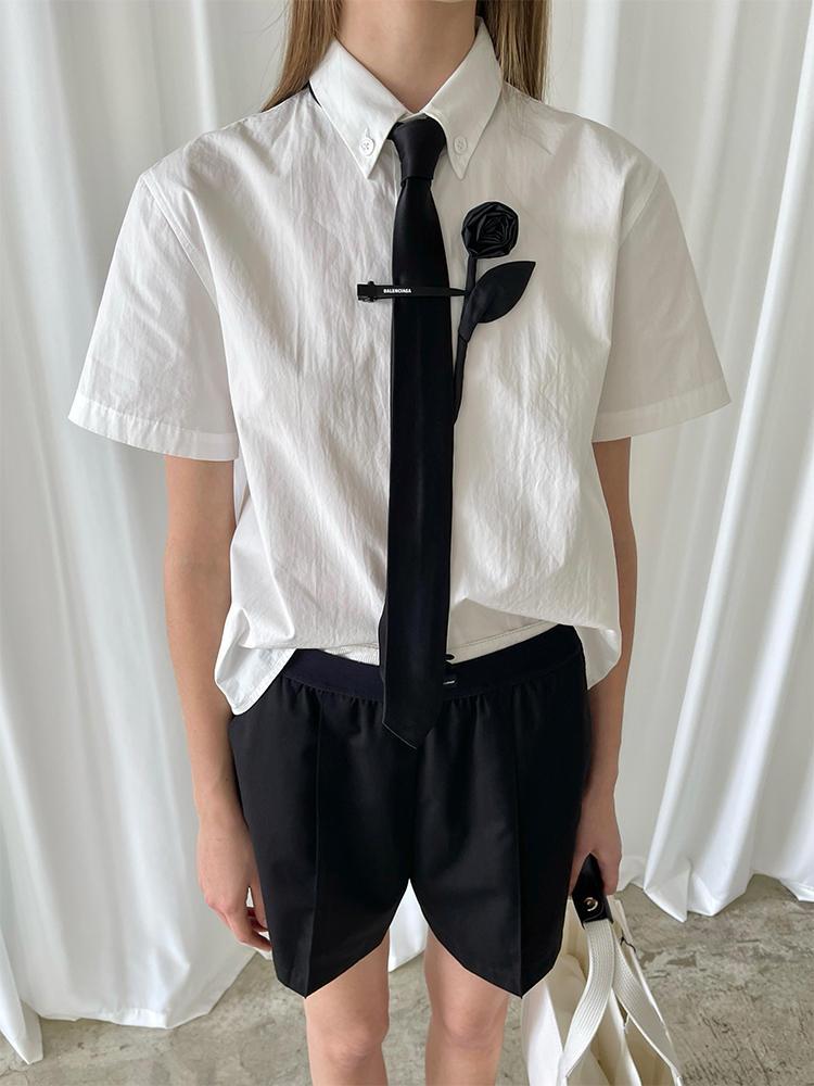 PFF GIRL black beige handmade flower brooch 플라워 브로치