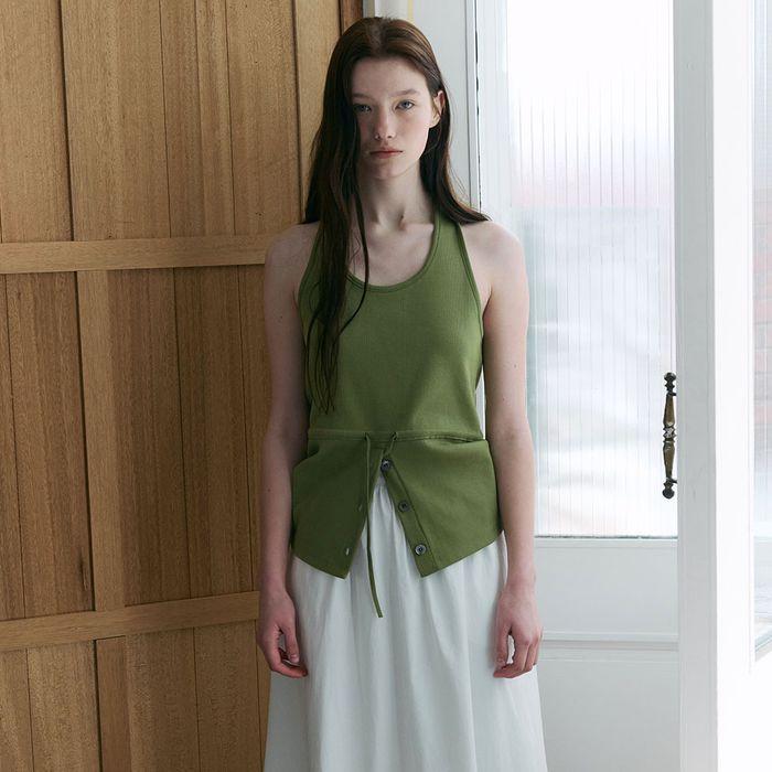 [5/16 순차배송] tie halter top (olive)