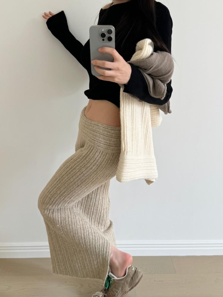 PREZI KNIT SK 프레지 니트 스커트 (2COLOR)