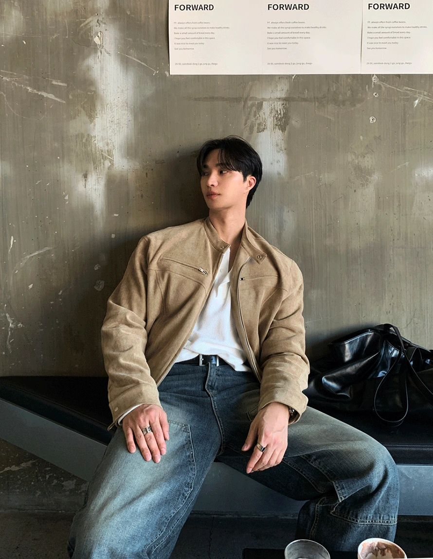 룩 밀레 YKK 스웨이드 바이커 자켓