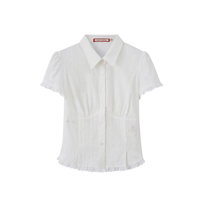 CROPPED SLIM-FITTING BLOUSE & MINI SKORT - White / XS / TOP