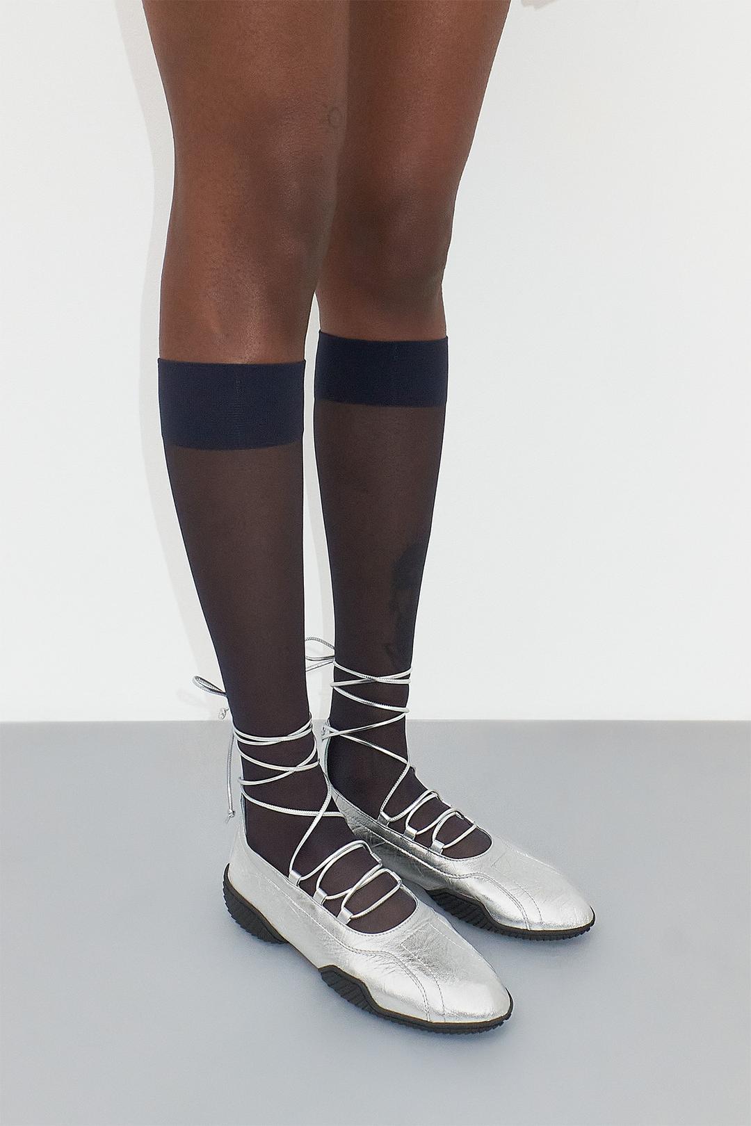 Averie Silver Lace Ballerinas