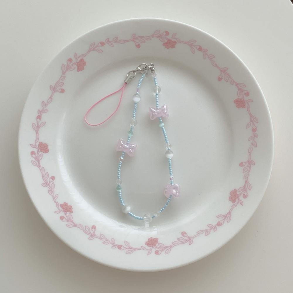 [keyring] 수줍은 솜사탕 비즈 키링 (shy cotton candy beads keyring)