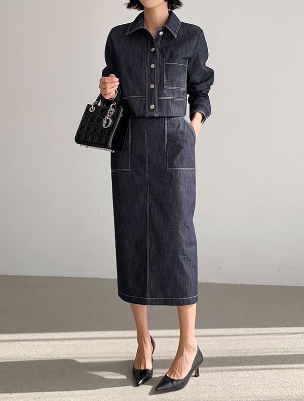 M. 브린 논페이드 스티치 스커트 셋업<span style=font-size:0pt