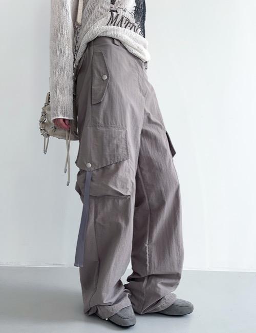 side strap nylon big pocket pants