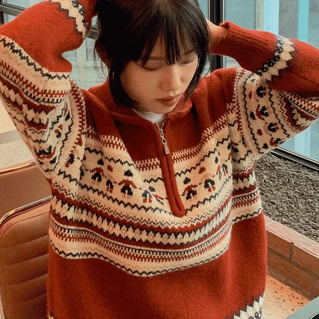 [✨굿바이세일✨] [울함유] 홀리데이 반집업 노르딕니트