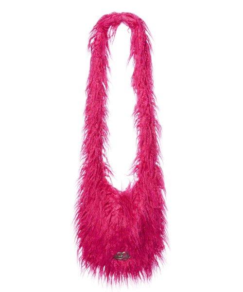 Faux Mongolian Shoulder Bag Fuchsia