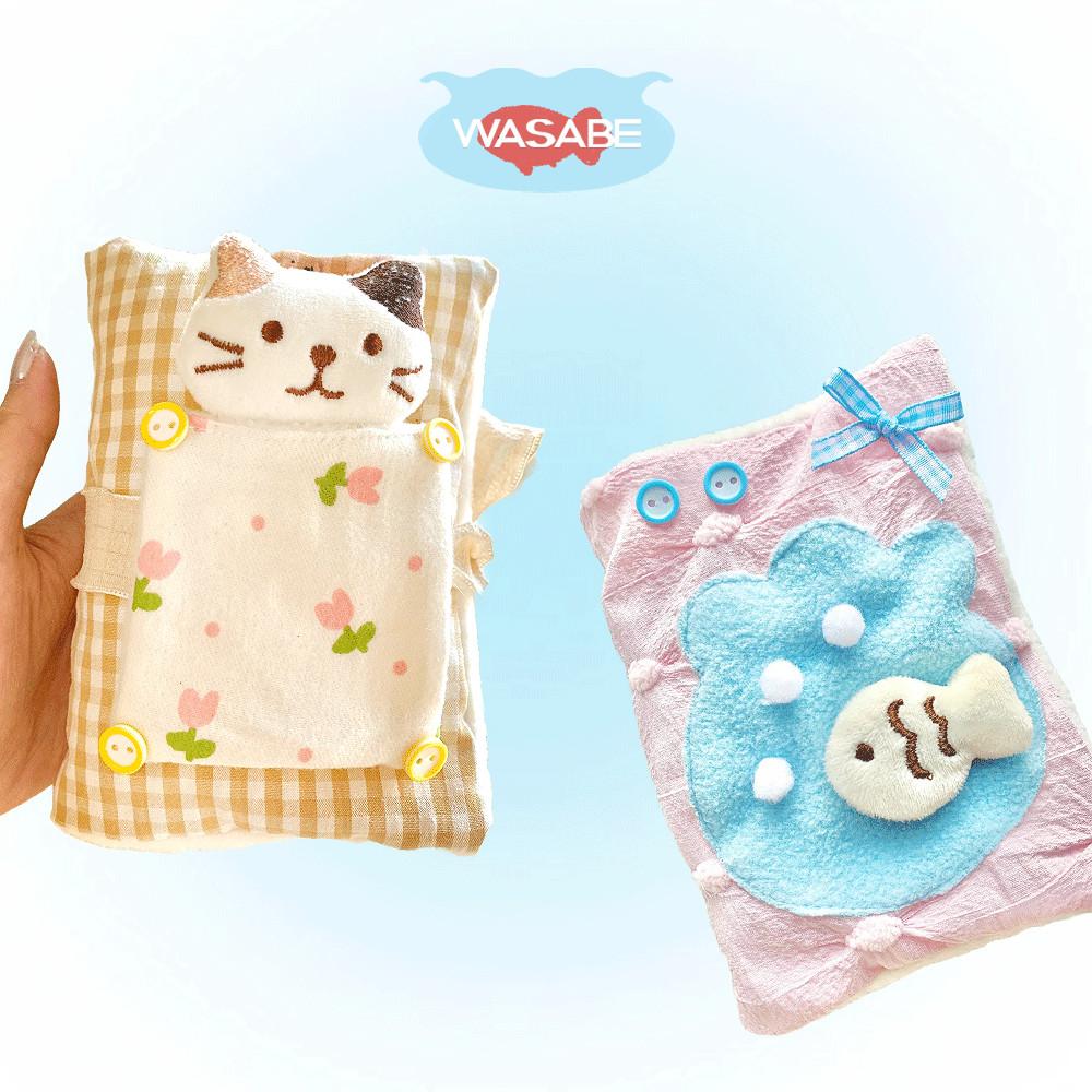 와사베 핸드메이드 고양이 어항 패브릭 북커버 A6 A7 바인더 커버 : 와사베