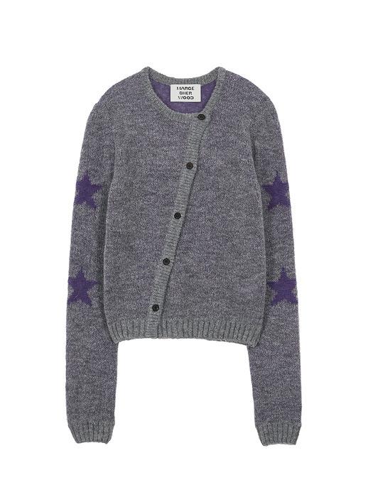 MOHAIR STAR CARDIGAN_grey/purple