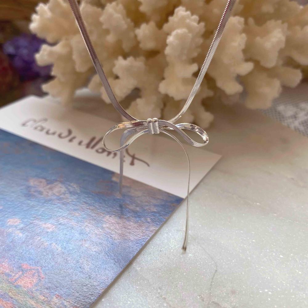 [silver925] 매듭 리본 목걸이