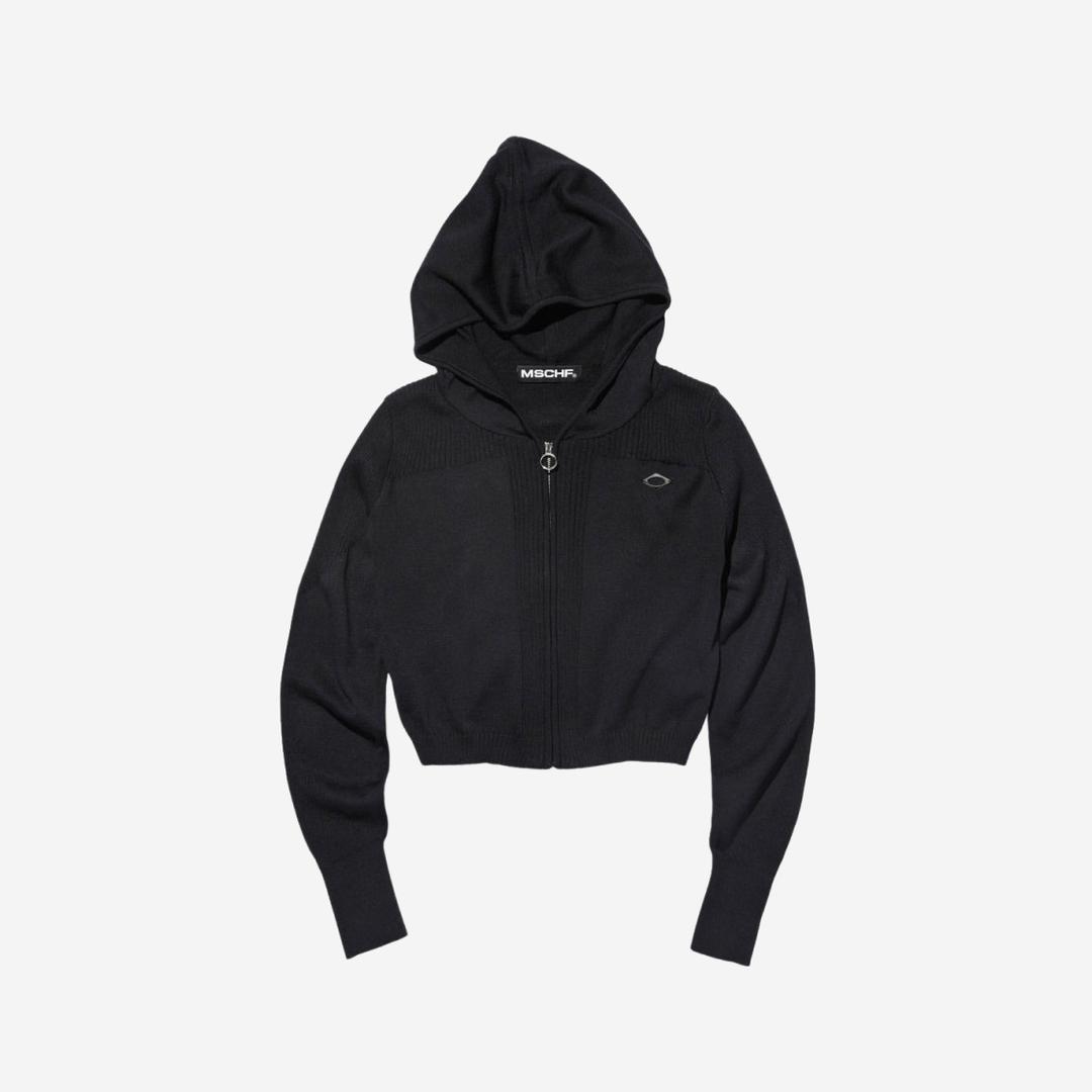 (W) Mischief Rhombus Knitted Hoodie Black