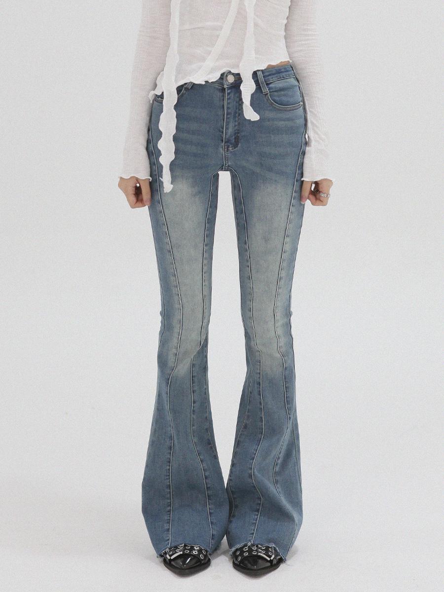 Cutting line washed denim (light blue)